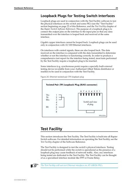 Rapier Series Switch Hardware Reference - Allied Telesis