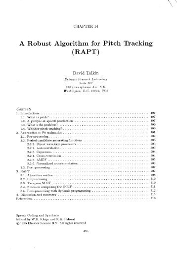 A Robust Algorithm for Pitch Tracking (RAPT)