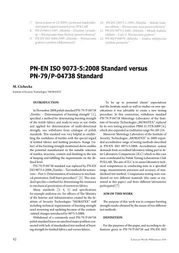 PN-EN ISO 9073-5:2008 Standard versus PN-79/P-04738 ... - Moratex