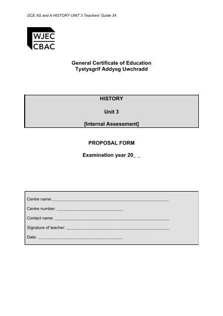 GCE History Teachers' Guide - Unit 3 - WJEC