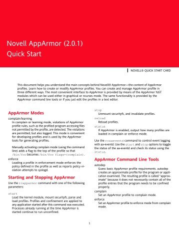 Novell AppArmor (2.0.1) Quick Start - SuSE