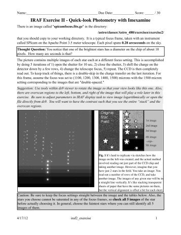 IRAF Exercise II - Quick-look Photometry with Imexamine