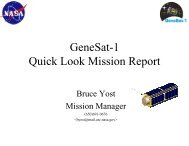 GeneSat-1 Quick Look Mission Report