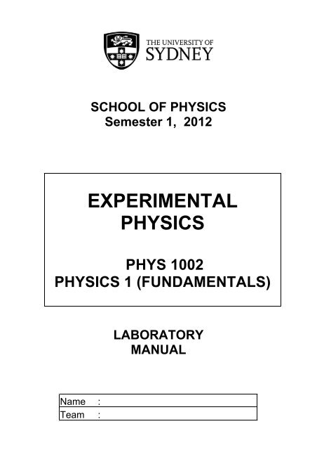 FUNDAMENTALS - School of Physics - The University of Sydney