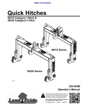 Quick-Hitch QH15 Category 1 QH20 Category 2 - Land Pride