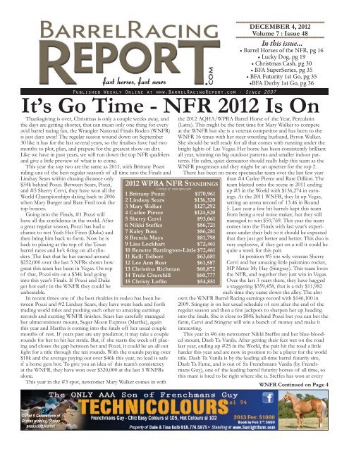 It's Go Time - NFr 2012 Is On - Barrel Racing Report