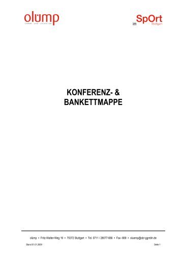 KONFERENZ- & BANKETTMAPPE - SpOrt Stuttgart