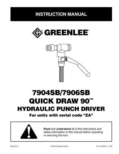 7904SB/7906SB Hydraulic Punch Driver