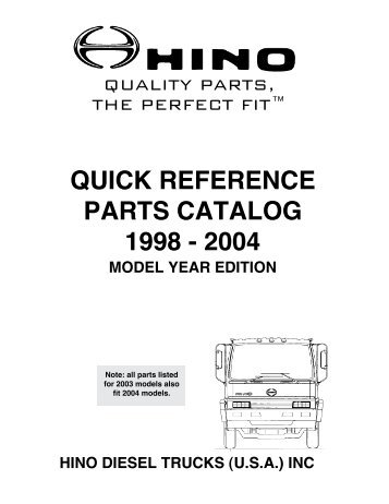 quick reference parts catalog 1998 - Hino Trucks