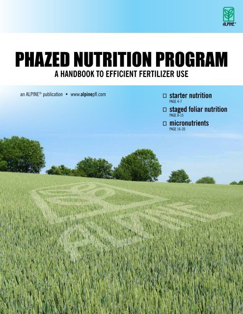 view ALPINE'S Efficient Use of Fertilizer - Alpine Plant Foods