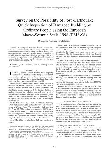 Survey on the Possibility of Post -Earthquake Quick Inspection of ...