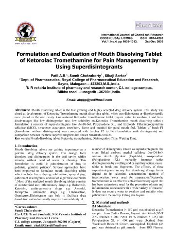 Formulation and Evaluation of Mouth Dissolving Tablet - Research ...