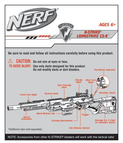 Nerf N-Strike LongStrike CS-6 Sniper Rifle Blue w/ Sight Looks