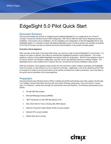 EdgeSight 5.0 Pilot Quick Start - Citrix