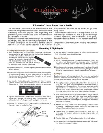 Mounting & Sighting-In Eliminator™ LaserScope User's Guide - Burris