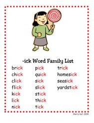 -ig Word Family List - Carl's Corner