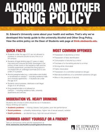 Alcohol and Drug Policy - Think St. Edward's University