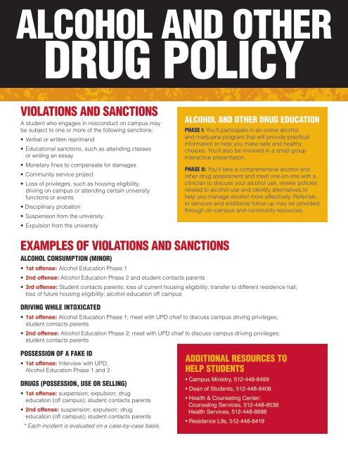 Alcohol and Drug Policy - Think St. Edward's University
