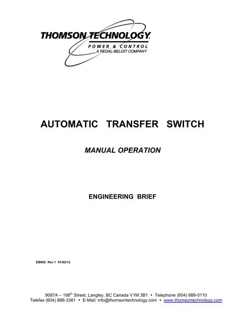 AUTOMATIC TRANSFER SWITCH - Thomson Technology