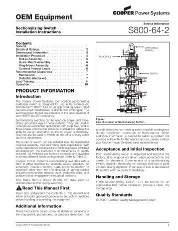 S800-64-2 Sectionalizing Switch Installation ... - Cooper Industries