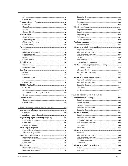 Catalog 05-07 - Biola University