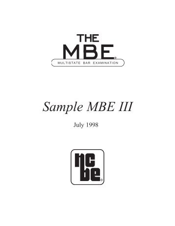 Sample MBE III July 1998 - National Conference of Bar Examiners