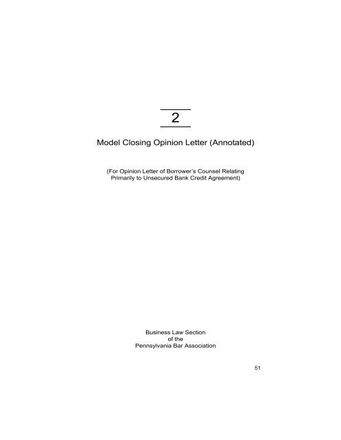 Model Closing Opinion Letter (Annotated) - American Bar Association