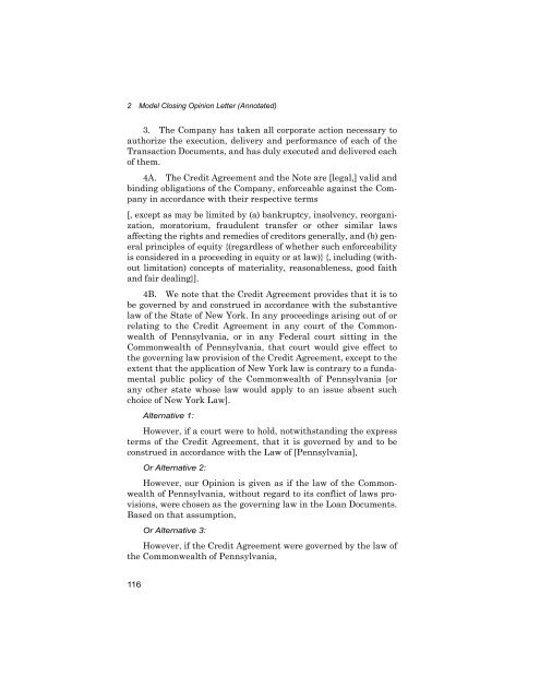 Model Closing Opinion Letter (Annotated) - American Bar Association