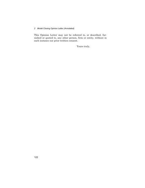 Model Closing Opinion Letter (Annotated) - American Bar Association