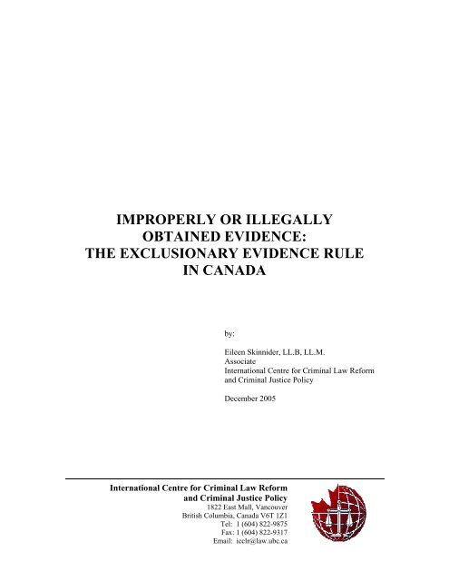 Improperly or Illegally Obtained Evidence: - International Centre for ...