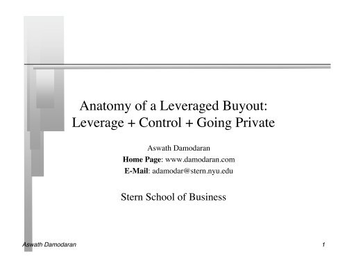 Anatomy of a Leveraged Buyout - NYU Stern School of Business