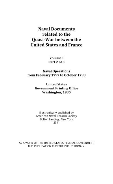Quasi-War with France, Volume I Part 2 - Ibiblio