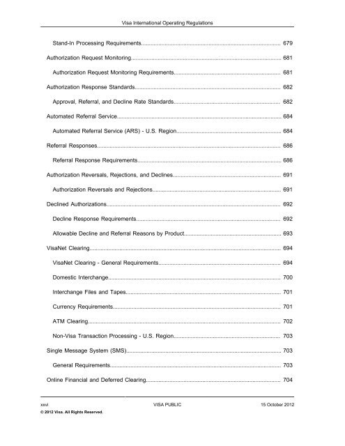 Visa International Operating Regulations