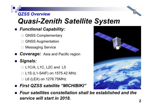 QZSS Overview Quasi-Zenith Satellite System