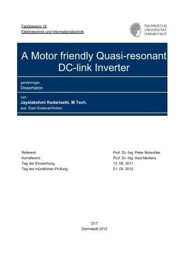 A Motor friendly Quasi-resonant DC-link Inverter - tuprints