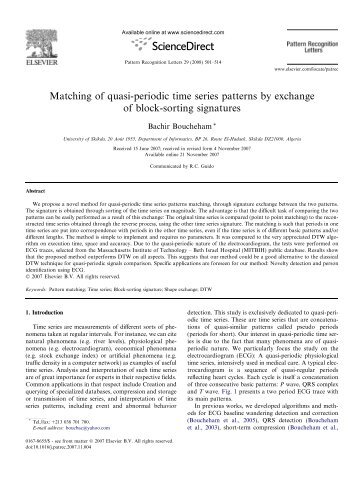 Matching of quasi-periodic time series patterns by - Department of ...