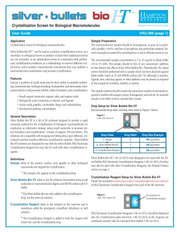 Silver Bullets Bio User Guide - Hampton Research