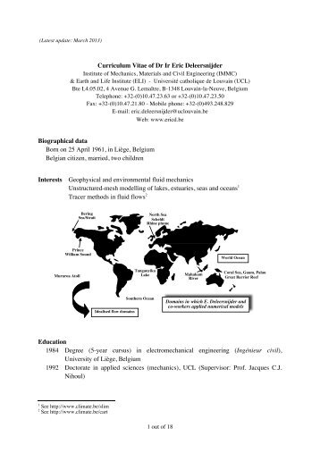 Curriculum Vitae of Dr Ir Eric Deleersnijder Biographical data Born ...