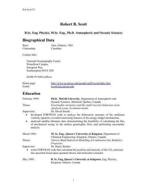 Robert B Scott Biographical Data Education Institute For