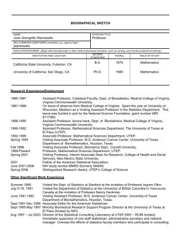 PHS 398 (Rev. 11/07), Biographical Sketch Format Page