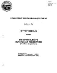 collective bargaining agreement city of oberlin ohio patrolmen's ...