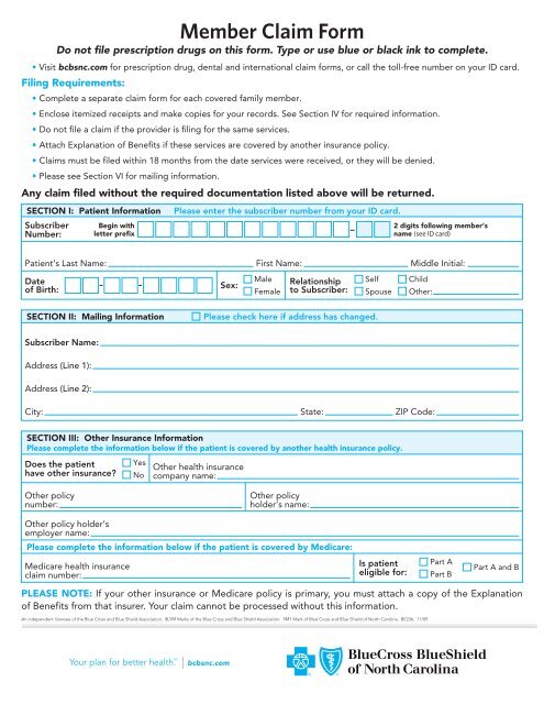 Anthem Blue Cross Claim Form Fillable Printable Forms Free Online