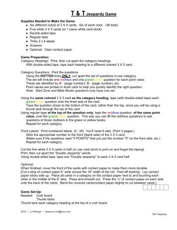 Jeopardy Game Instructions - Awana Indiana