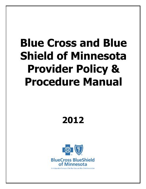 Name of Manual - Blue Cross and Blue Shield of Minnesota