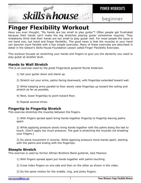 Finger Flexibility Workout Gibson Finger Flexibility Workout Gibson