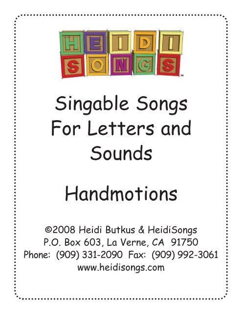 Letters Sounds CD Handmotions Heidi Songs