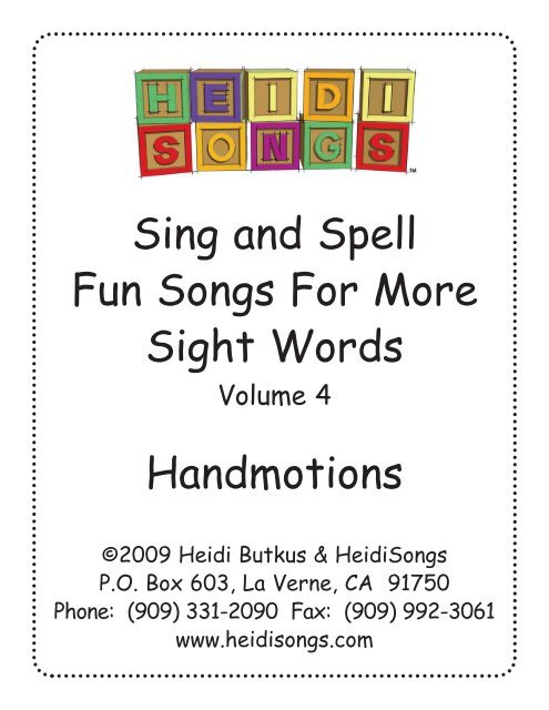 Sp4 CD Handmotions - Heidi Songs