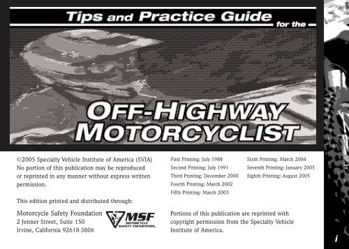 Tips and Practice Guide for - The MSF DirtBike School