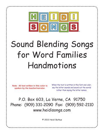 Sound Blending Songs for Word Families - Heidi Songs