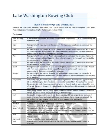 Basic Rowing Terminology and Commands - Lake Washington ...